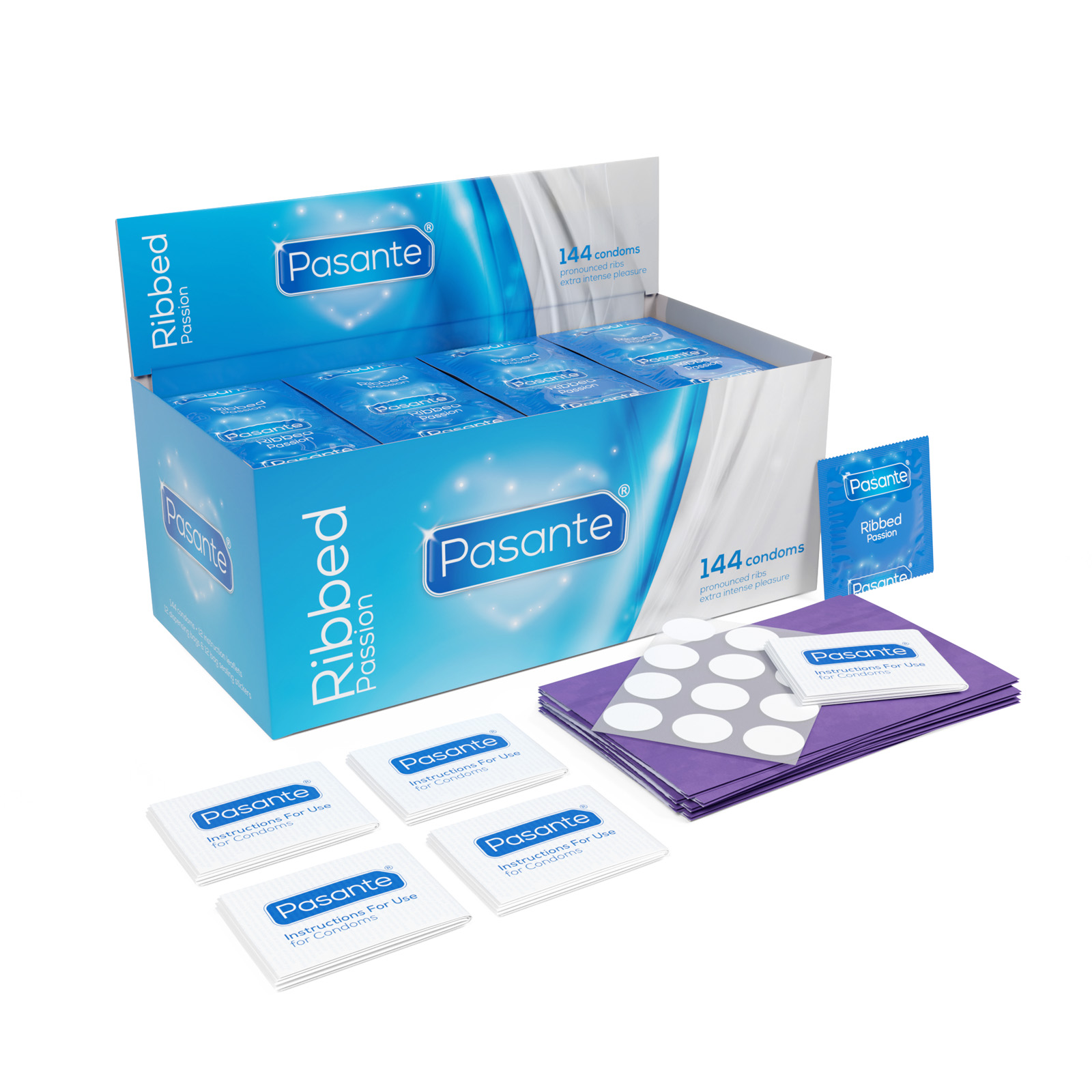 Pasante Passion Ribbed Preservativos 144 Caja